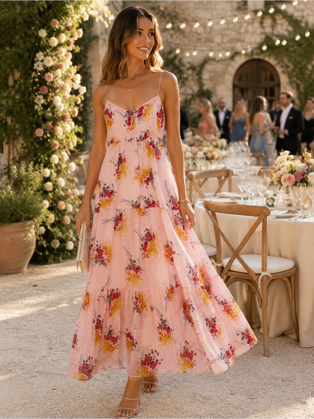 J. Crew Pink Floral Spaghetti-Strap Maxi Dress - Picture 1 of 5
